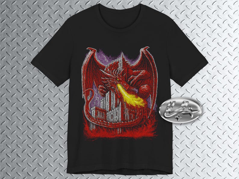 Red Dragon Castle Graphic kids T-Shirt, Dark Fantasy Tee, Dragon Shirt, Medieval Core, Fairycore Tee