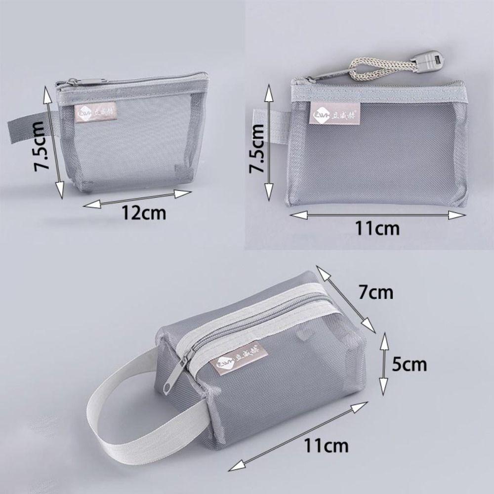 Легкая квадратная сетчатая сумка для хранения, косметичка большой емкости, портативный мини-кошелек на молнии для монет
