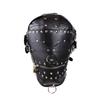 BDSM Slave Fetish Sex Toys Adult Products Face Mask Headgear Leather Scattered Bronze Lock
