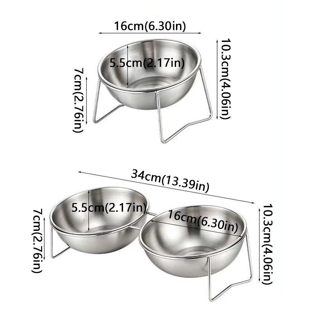 Large Capacity Stainless Steel Cat Bowl Anti-Tipping Double Water Bowls for Kitten