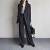 Plus Size Women's Casual & Professional Two-Piece Suit with Wide-Leg Pants