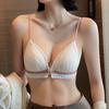Triangle Cup Front Buckle Bras For Women Thin Lingerie Wireless Underwear Girls Solid Sling Lace Bras