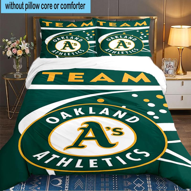Athletics Oakland Emblem 3pcs Bedding Set,Including 1pc Duvet Cover And 2pcs Pillowcases Perfect Gift for Christmas,Ideal for Bedroom, Dormitory