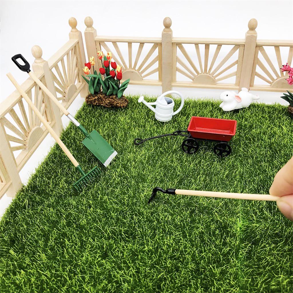 (H0826)Миниатюрный кукольный домик 1/12, набор садового оборудования, инструменты, лейка, красная тележка