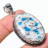 K2 Blue Azurite Gemstone Handmade 925 Sterling Silver Jewelry Pendant 2.25" d1d15