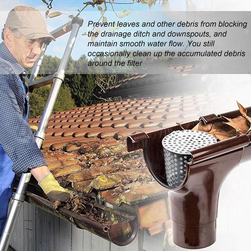 Stainless Steel Filter Mesh Gutter Leaf Debris Mud Trap Guards Drain Pipe Cover Downpipe Guttering System Waterproof
