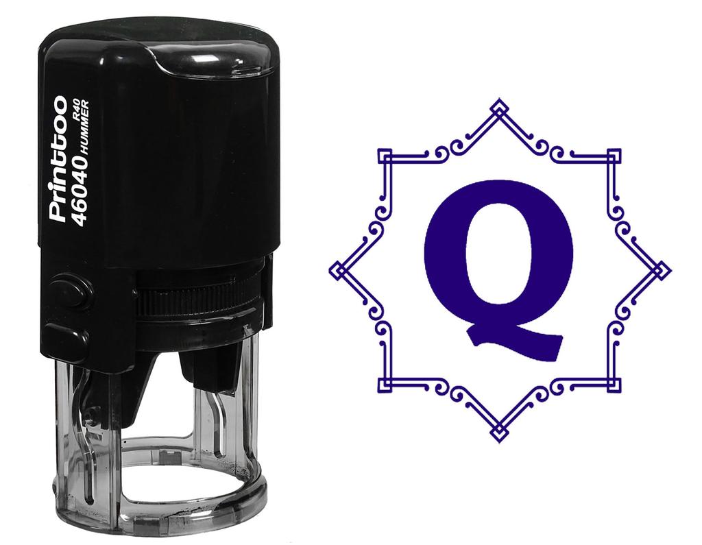 Printtoo Octagon Celtic Swirl Frame Alphabet Q Monogram Initial R-40 Self Inking Rubber Stamp Office