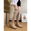 Knee Knight Boots Maillard Small Skinny Fleece Explosive Thick-soled Boots Women's 2025 New Autumn