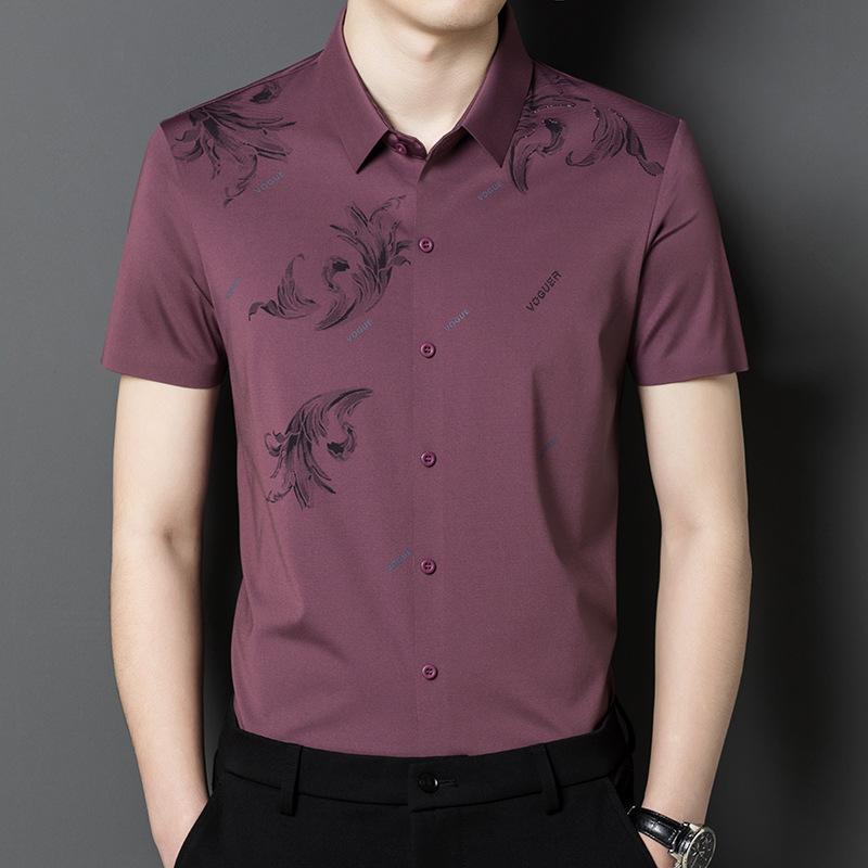 Новые мужские тонкие рубашки с короткими рукавами с принтом, модные деловые повседневные топы с короткими рукавами в корейском стиле для молодежи и людей среднего возраста