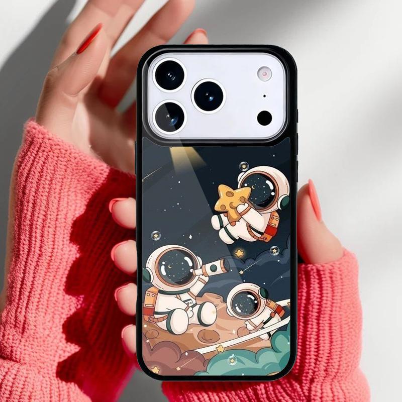Space Cartoon Cute Doodle Phone Case for iPhone 17 Air 16e 15 14 13 Pro Max Back Cover for 12 11 Pro Coque