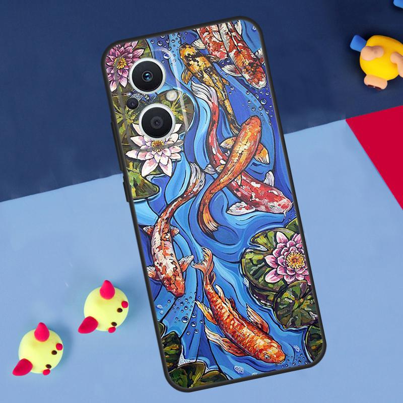 Картина с рыбой Кои для OPPO Reno 12F 13F 14F 11F 10 11 12 13 14 Pro 8T 7 8 Lite OPPO Find X9 X8 X6 X5 Pro Чехол
