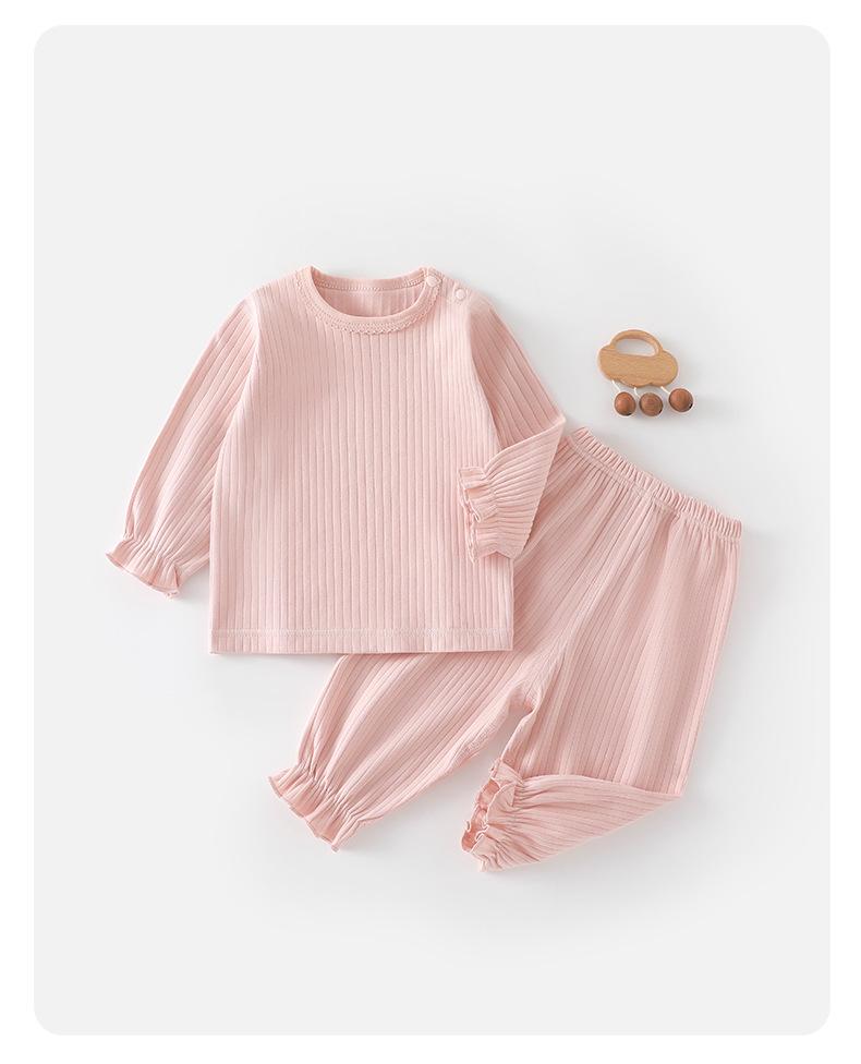 Baby Cotton Knit Lace Home Wear Set - Soft, Skin-Friendly, and Comfortable for Spring and Autumn