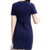 Fila Original Split Goddess Dress Fashion Casual Simple Slim Short Sleeve Dress Women Dresses Deep-Dark-Blue F51W529313F-DB