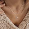 Elegant CZ Stone Paved Crosses Necklace Exquisite Crosses Pendant Necklace Jewelry with Shimmering Zircon Embellishment