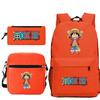 New Animation One Piece Printed Backpack for Primary and Secondary School Students Large Capacity School Bag Combination Three-piece Set