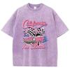Летние женские хлопковые стираные футболки California 1998 I'M Classic Racing с принтом, свободные футболки с круглым вырезом и потертостями, женская одежда