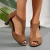 2024 Summer Women's Shoes Fashionable Solid Color Open Toe Stiletto Heel Zipper Style Medium Heel Women's Fish Mouth Sandals