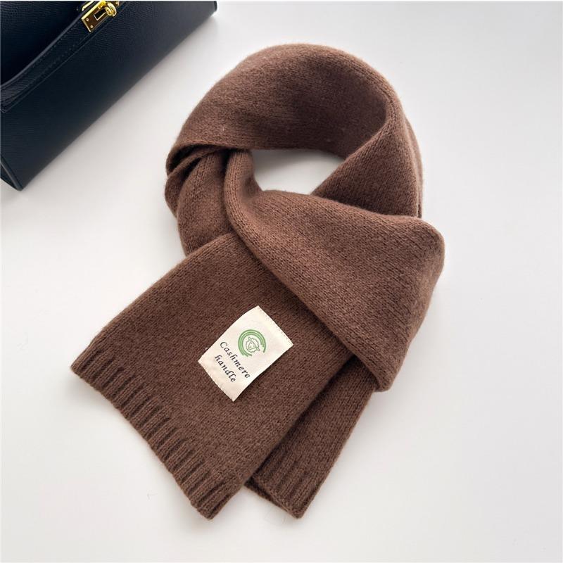 Selected Pure Cotton Wool 100% Cashmere Scarf Solid Color Student Men and Women Winter Warm Knitted Scarf Christmas
