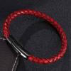 Simple Men Women Lucky Red Leather Bracelet Black Gold Stainless Steel Button Neutral Accessories Fashion Jewelry Gifts BB451