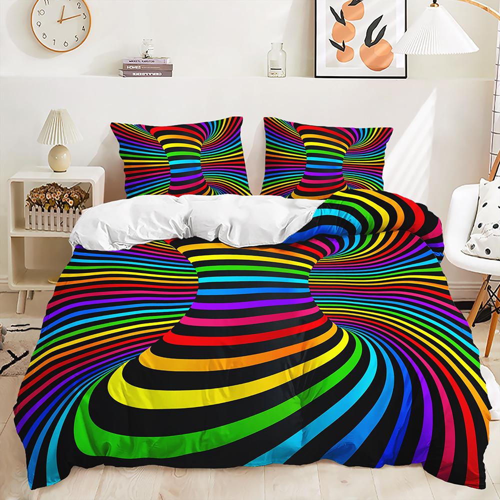 Bed Three-Piece 3D Pattern Creative Quilt Cover 3D Digital Printing Kit