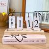 Wooden Desktop Flip Calendar Turn Page Design Vintage Standing Calendar Creative Series Date Display Wooden Calendar