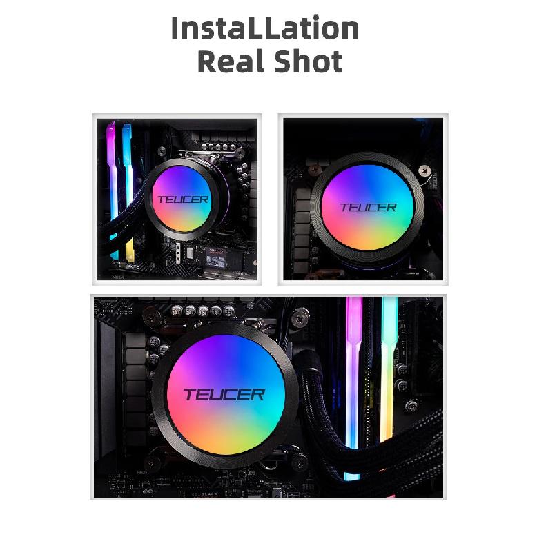 TEUCER AF-120 Water Cooler 12cm RGB Fan Processor Heatsink 120mm PC Water Cooling Radiator For intel 2011/1700/155X AMD AM4 AM5