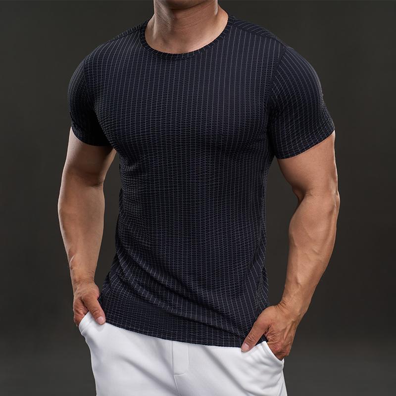 Casual High Street Quick-drying Short-sleeved T-shirts Fashionable Sports Slim Elastic Fitness Outdoor T-shirts