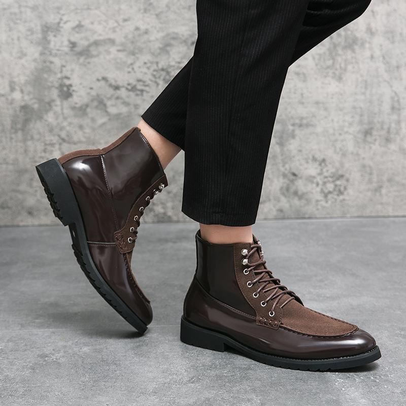 Модные повседневные мужские кожаные ботинки Модный дизайнерский стиль Отдых на природе Бизнес Повседневные офисные вечерние высокие кожаные туфли больших размеров