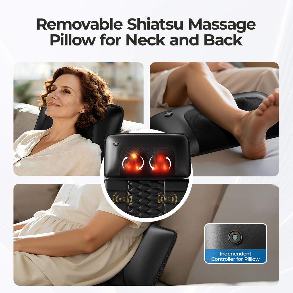 Multifunctional Massage Cushion Neck, waist and foot, with heating and multi - part vibration functions, 51.5 * 23 * 37.5cm, suitable for home, office