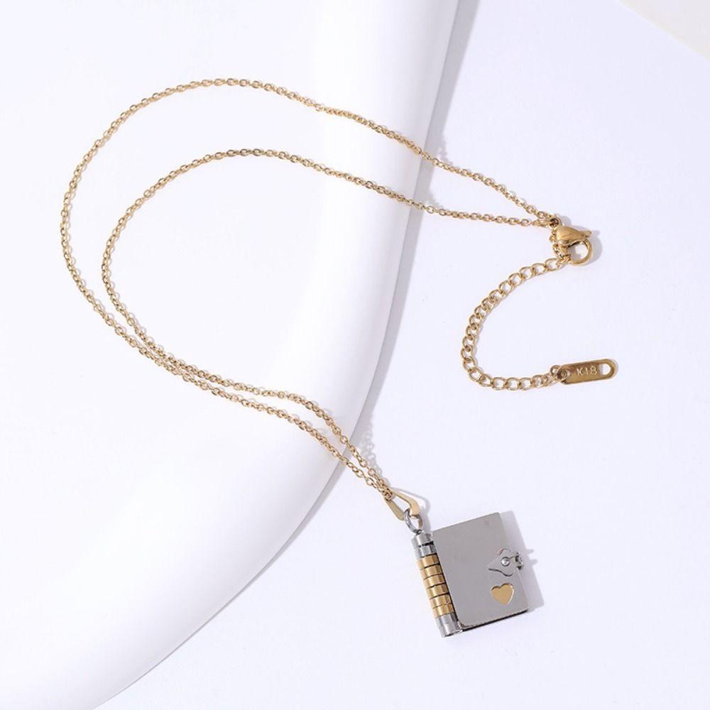 Титановая сталь Пара Книга Ожерелье Ручной работы Пара Текст Кулон Ювелирные аксессуары