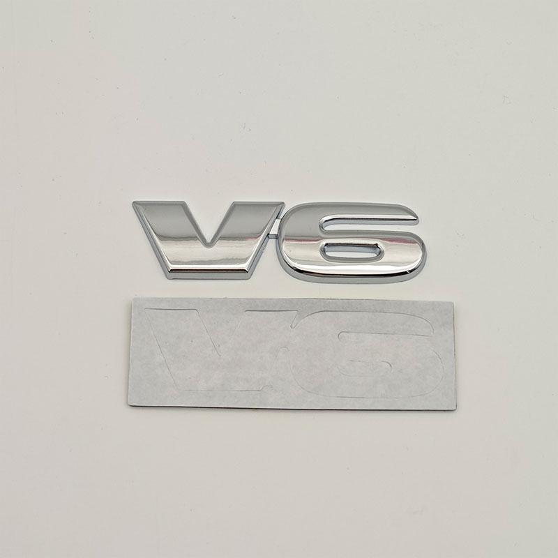 3D Chrome Red Black Metal Alloy Letter V6 Logo Car Rear Trunk Badge Adhesive Emblem Auto Sticker For Toyota Accessories DJ6