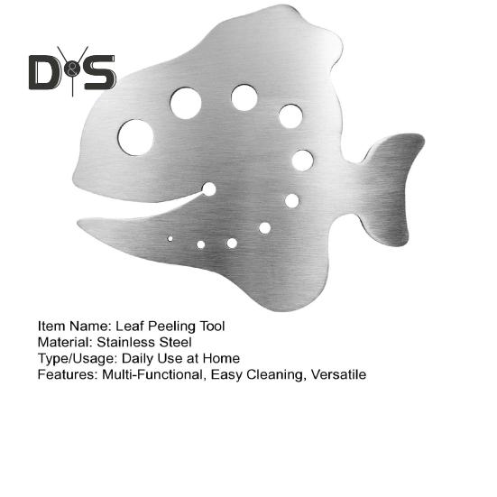 Инструмент для чистки листьев из нержавеющей стали, 11 отверстий, в форме рыбы, кухонный гаджет для листовой капусты, мангольда, тимьяна, кинзы, свеклы