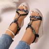 Mixed Colours Woven Spaghetti Straps Thick Platform Sandals Womens Summer Super High Heel Sandels Outdoor Beach Non-Slip Sandals