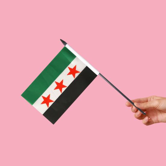 10/20Pcs Syrian Stick Flag Fade-Resistant Double-Sided Print Handheld Small Flag with Sticks Mini Syrian Banner Decoration
