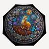 Alpaca Kingdom Glass pattern umbrella, portable and foldable design, 8 ribs, a casual accessory for Halloween, Christmas, and birthday gifts.