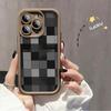 Small Square Grid Printed Fashion Case Flexible Soft Silicone TPU Shell Full Back Cover for iPhone Samsung