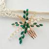 Hair Ornaments Green Bridal Clips Rhinestone Hair Comb Crystal Hair Combs Flower Leaf Headbands