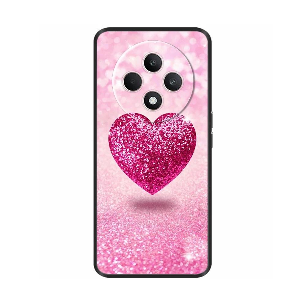 Чехол для Oppo Reno12 F CPH2687 Чехол Милое Сердечко Мягкий Черный Силикон Защитные Чехлы для Reno 12F Reno12F 5G 2024 Fundas