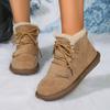 2024 Winter Fashion Round Toe Solid Color Women's Shoes New Low Heel Lace Up High Quality Comfortable Women's Short Boots