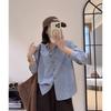 Womens Long Sleeve Striped Cotton Shirt Loose Fit Casual Button-Up Top Fall Winter