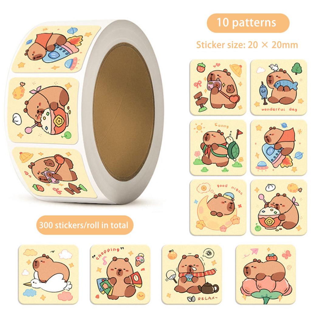 300 шт./рулон наклейки капибара милые водонепроницаемые граффити эстетические декоративные чемодан ноутбук чашка телефон дневник детские наклейки игрушка