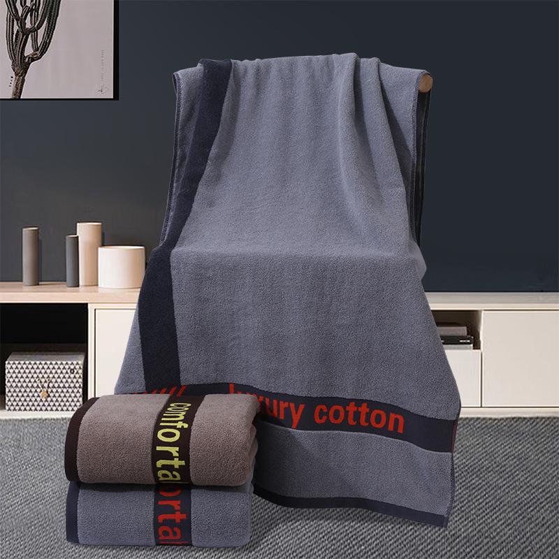 Luxury Yarn-Dyed Jacquard Cotton Bath Towel - Soft, Absorbent, Thick, and Large