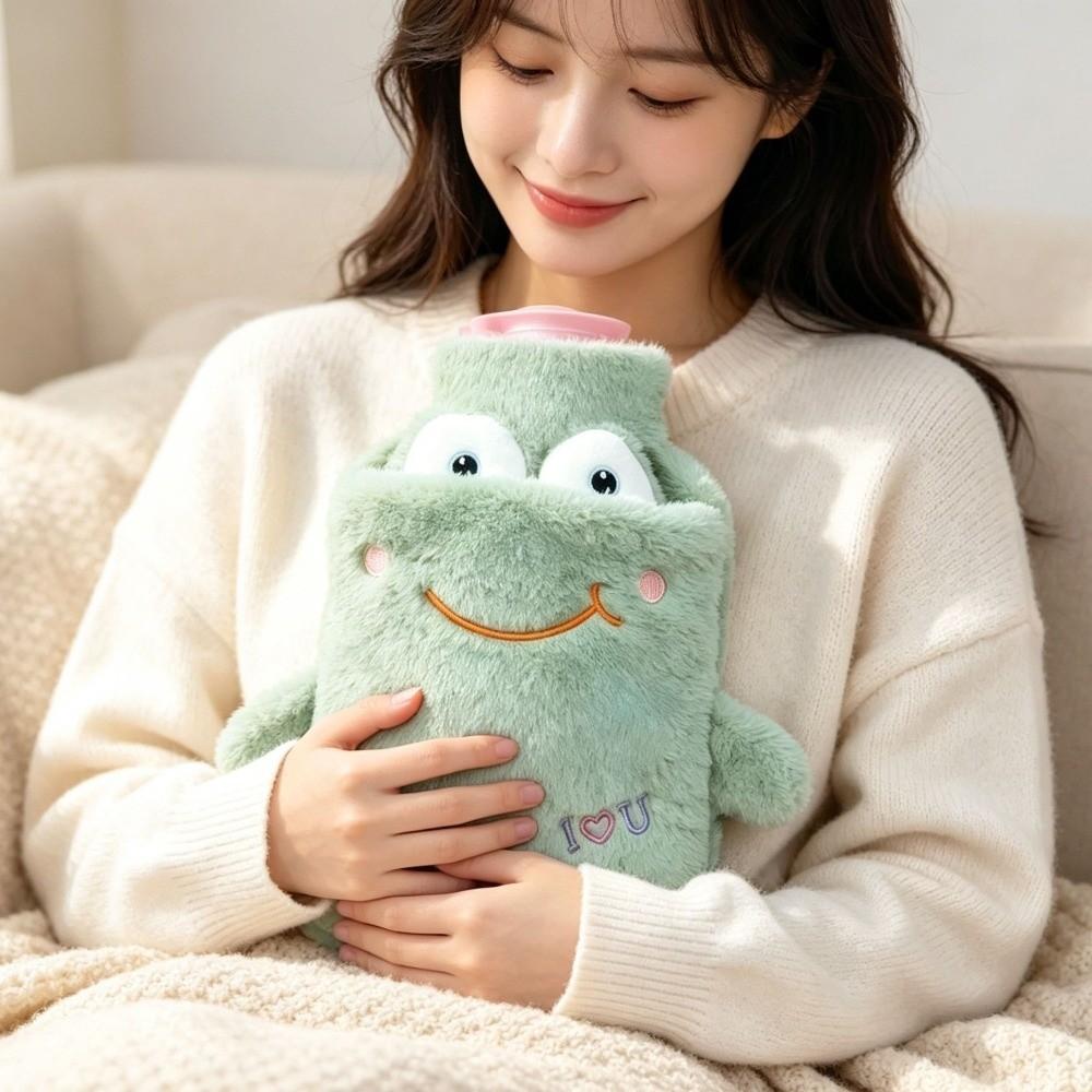 Rubber Material Hot Water Bottle Plush Cover Hand Warmer Cute Heat Pad Hand Feet Warming