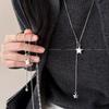 Серебряное асимметричное колье-пуловер со звездой, женское, корейская атмосфера, длинная цепочка для свитера, нишевый высокий стиль