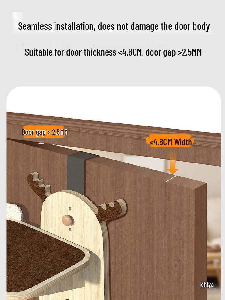 Настенное дерево-когтеточка и гамак для кошек: Компактная деревянная платформа-когтеточка и лежанка для кошек