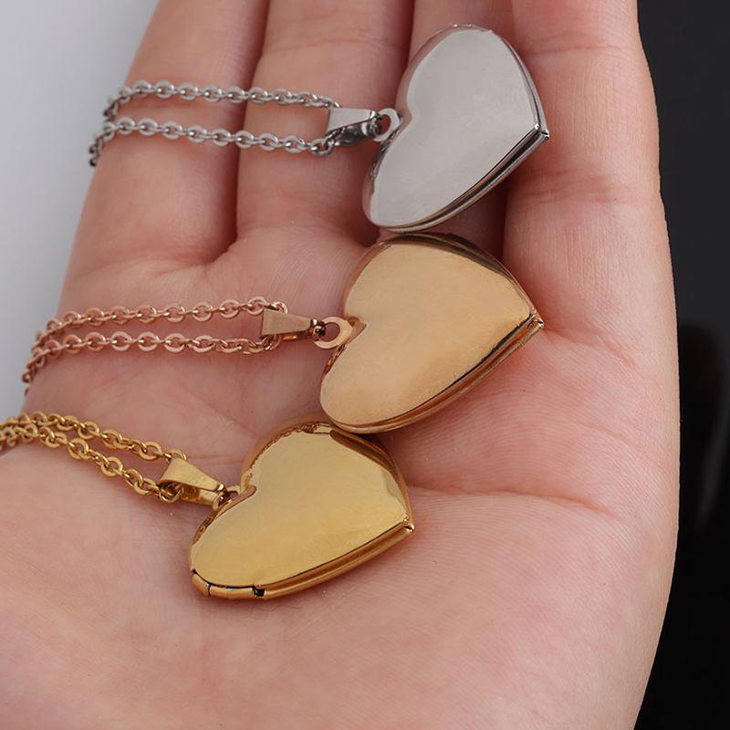 Love Heart Locket Pendants For Women Men Openable Photo Frame Picture Necklace