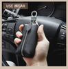 Men's Genuine Leather Car Key Bag with Zipper - Top Layer Cowhide Key Cover and Household Keychain