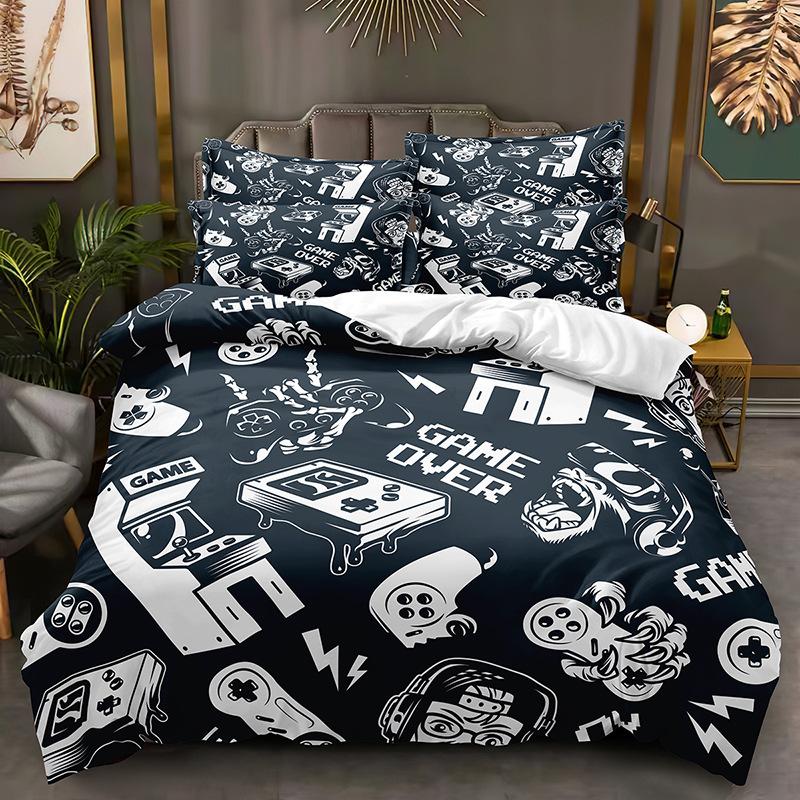 Легкий 3D игровой комплект постельного белья с игровой ручкой, пододеяльник DE135 * 200, полноразмерный чехол для кровати, одинарный/двойной с молнией, мягкий пододеяльник