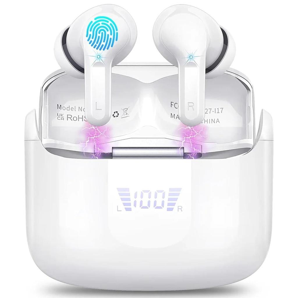 Беспроводные наушники-вкладыши Bluetooth-наушники 5.3 40H Наушники Басовые стереонаушники с микрофоном и шумоподавлением Наушники-вкладыши USB-C со светодиодным дисплеем IP7 Водонепроницаемый спорт