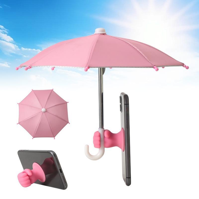 Mini Waterproof Phone Umbrella 1Pcs Anti-UV Sun Shade Clip On for Outdoor Live Streaming Selfie Camping Activities